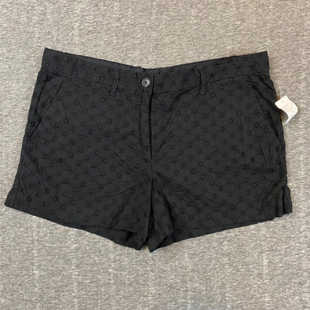 New Gap Black Eyelet Embroidered Cotton Shorts Womens Size 10 Pockets 3" Inseam